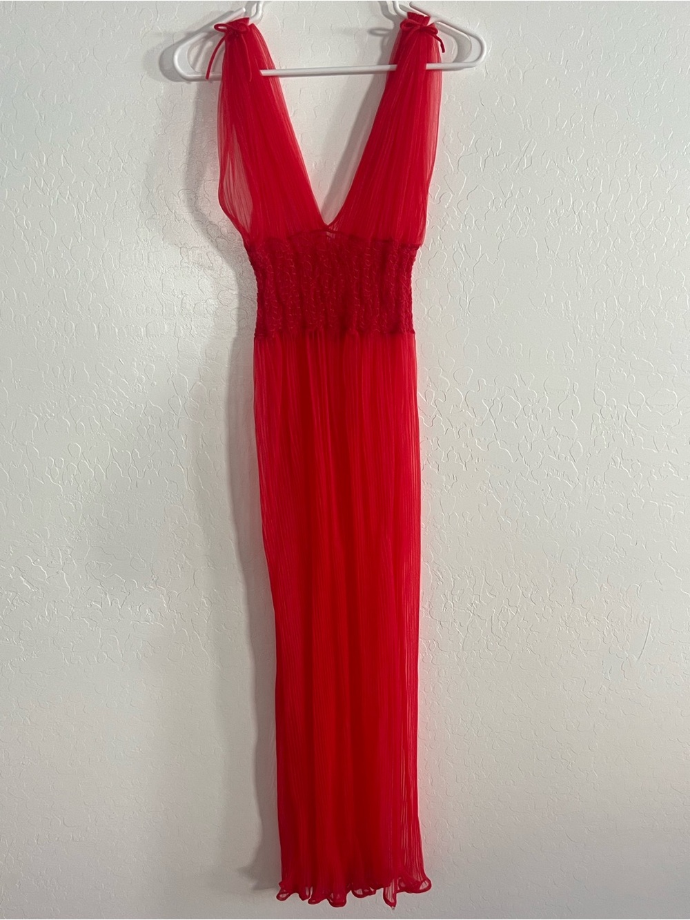 1950’s  Union Tag Red Sheer Maxi Slip